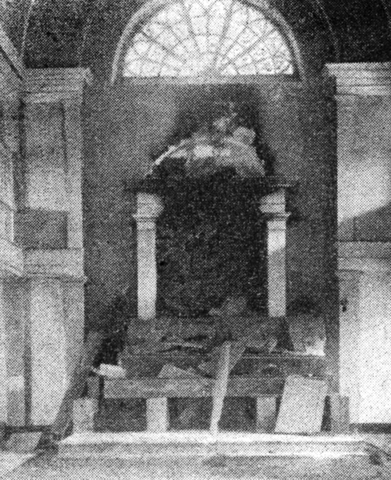 The destroyed interior of the Rexingen synagogue.