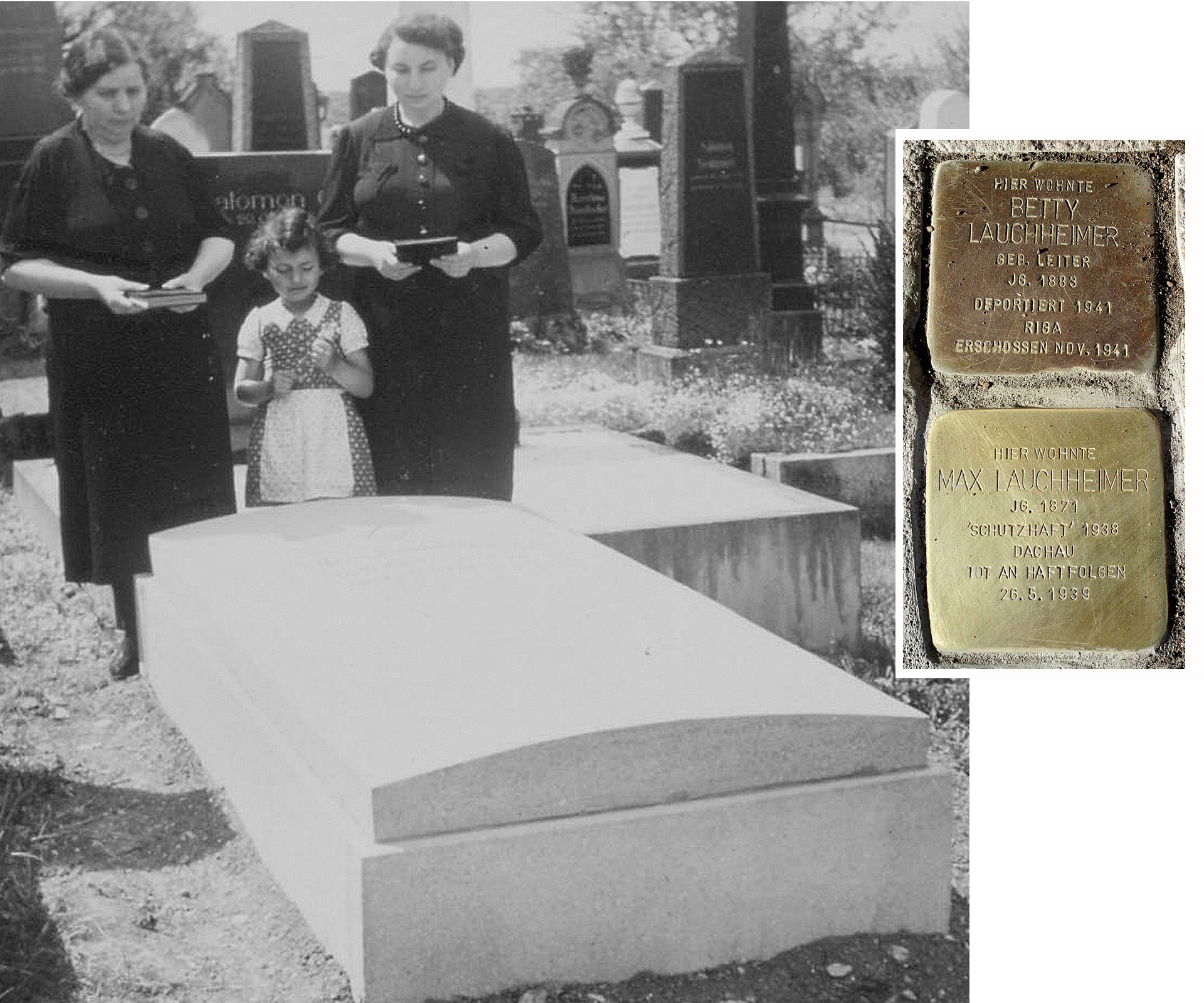 With mother and grandmother at the grave of grandfather Max Lauchheimer.