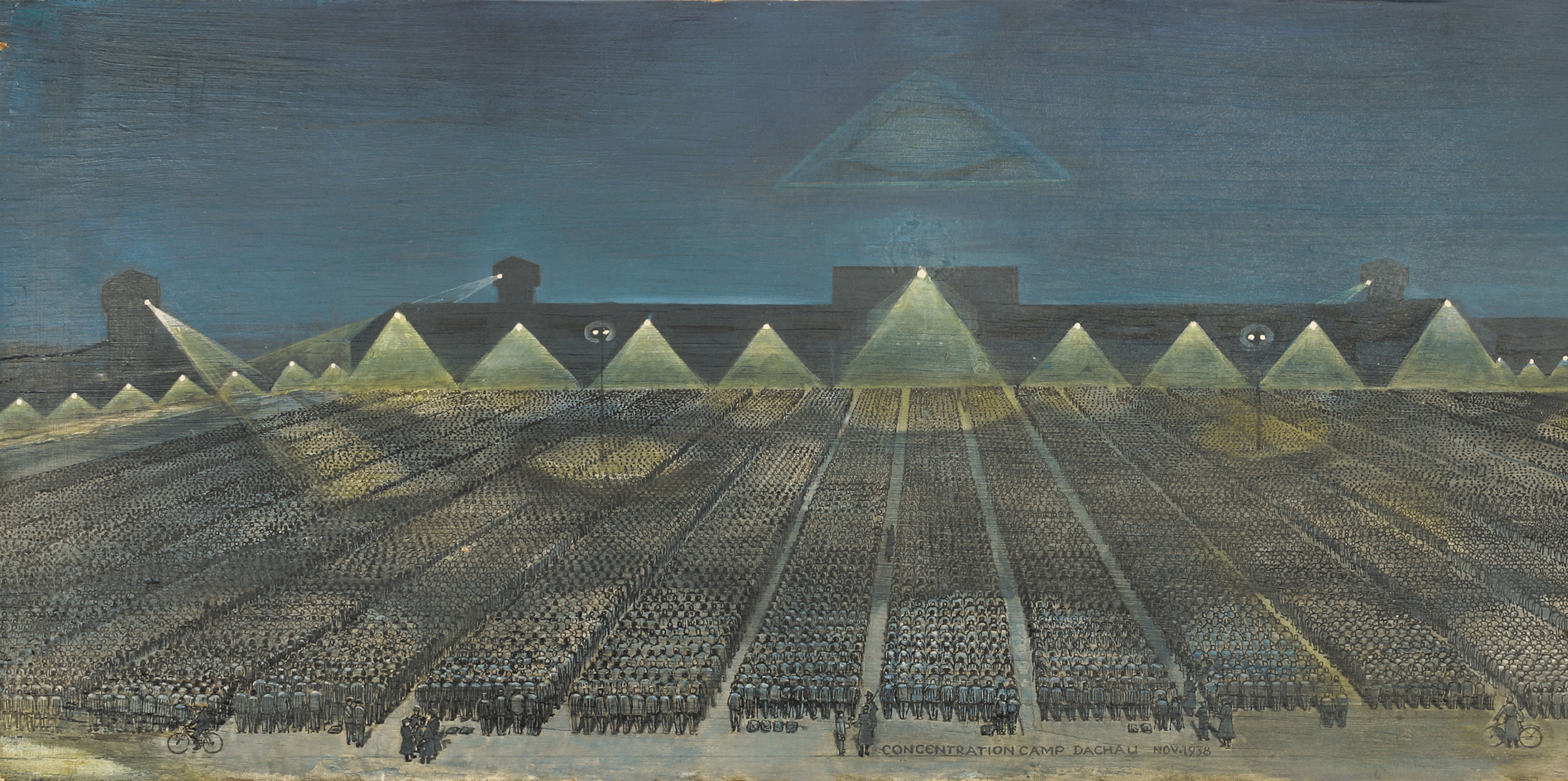 Ausschnitt aus dem Gemälde „Concentration Camp Dachau, Nov. 1938“, von David Ludwig Bloch.