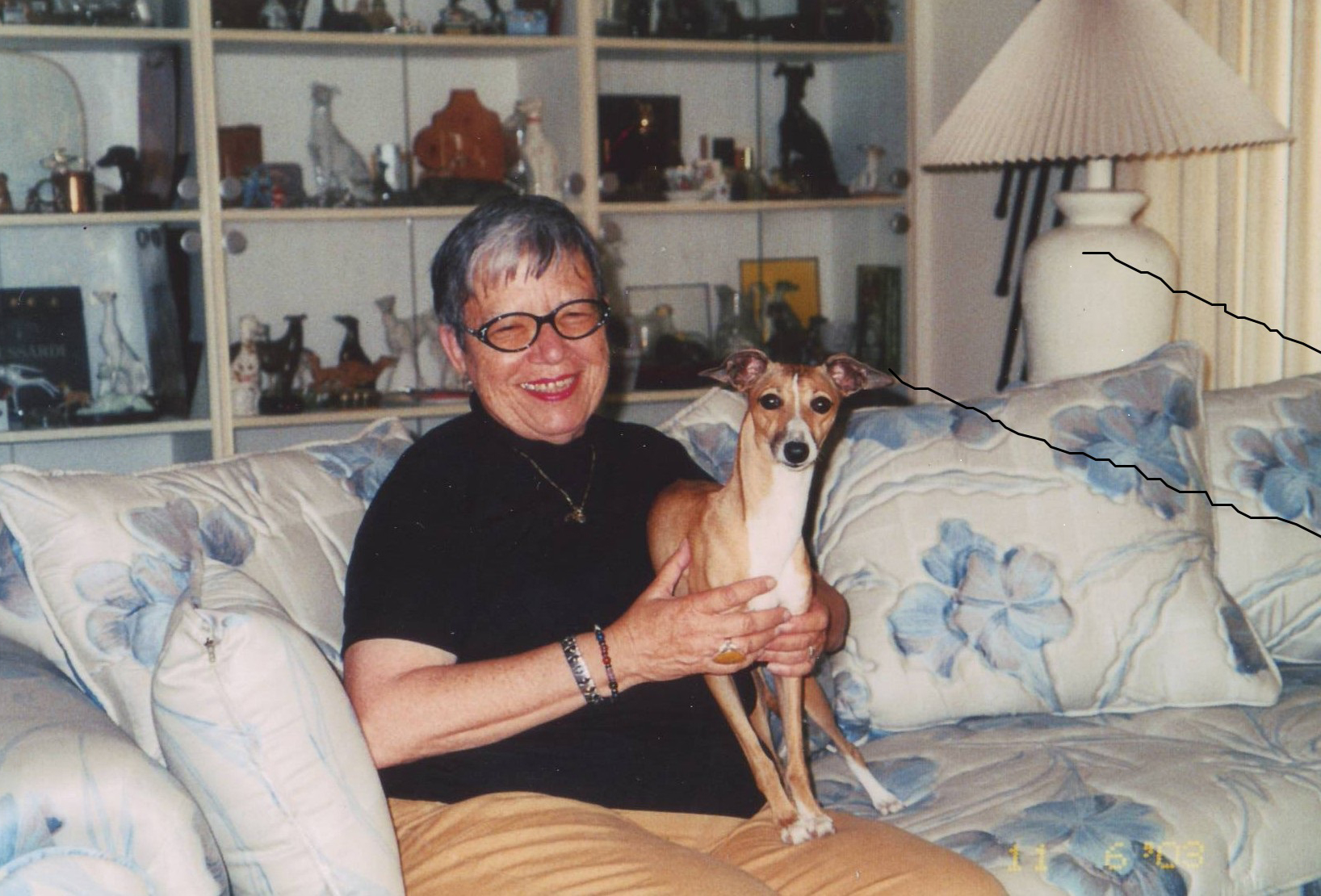 Lilian with one of beloved dogs.