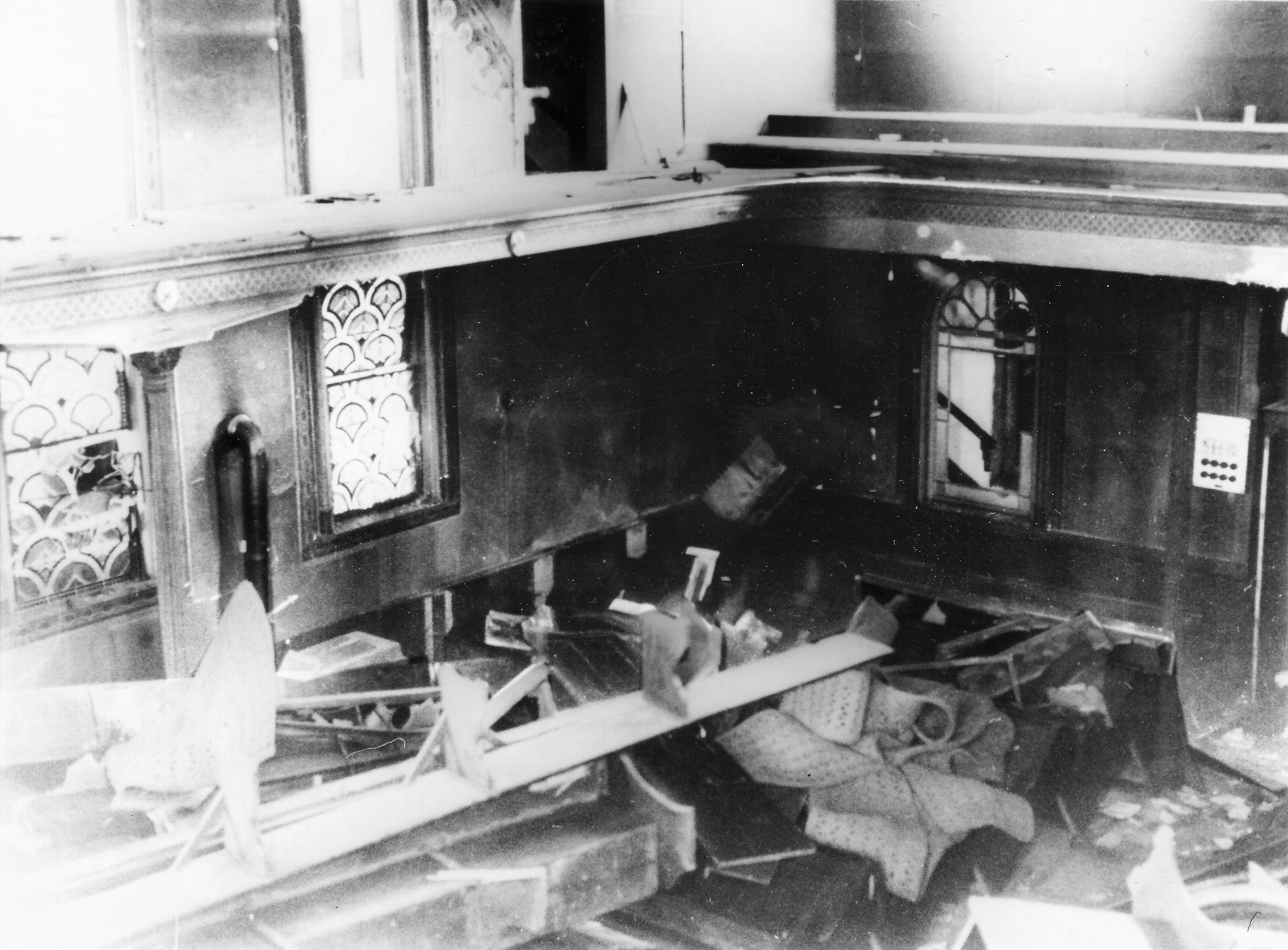 Die im Innern zerstörte Synagoge in Hechingen