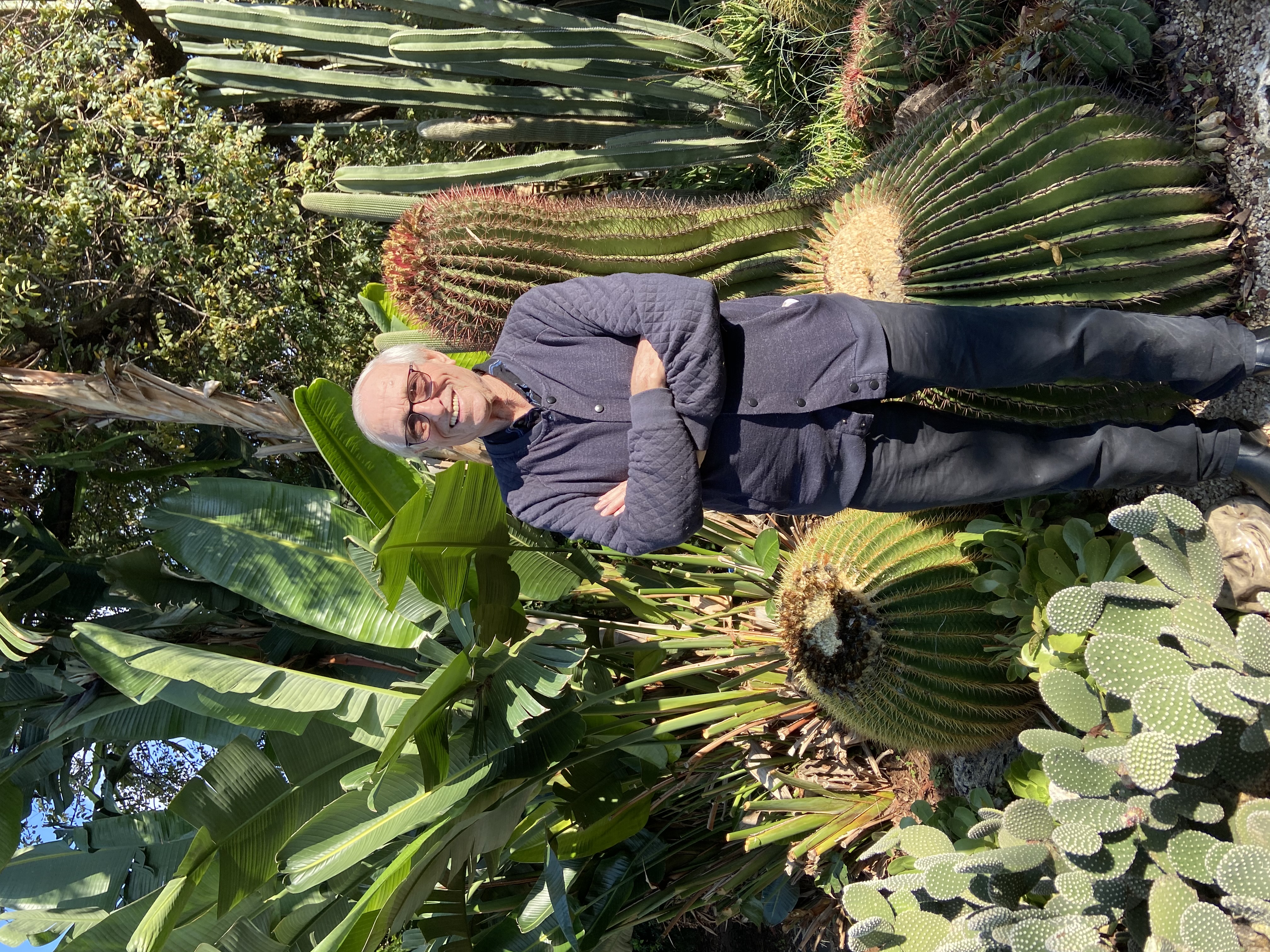 Max in the garden of his house in Kibbutz Matzuva. One of Max's favorite hobbies is growing cacti.