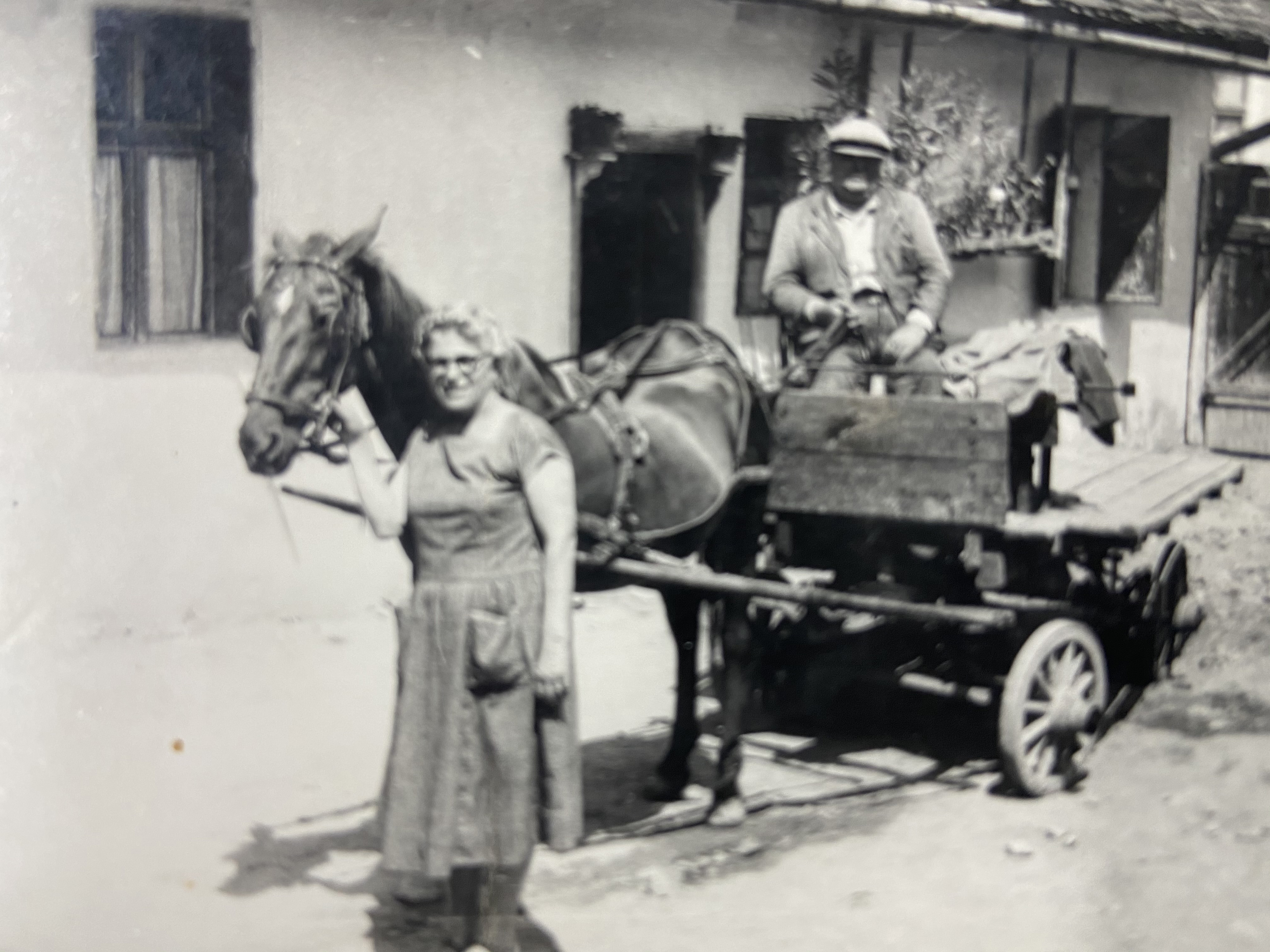 Motke's parents, Avraham and Margarita. Motke's father worked as a carriage driver. Motke says he really liked helping his father with the horses.