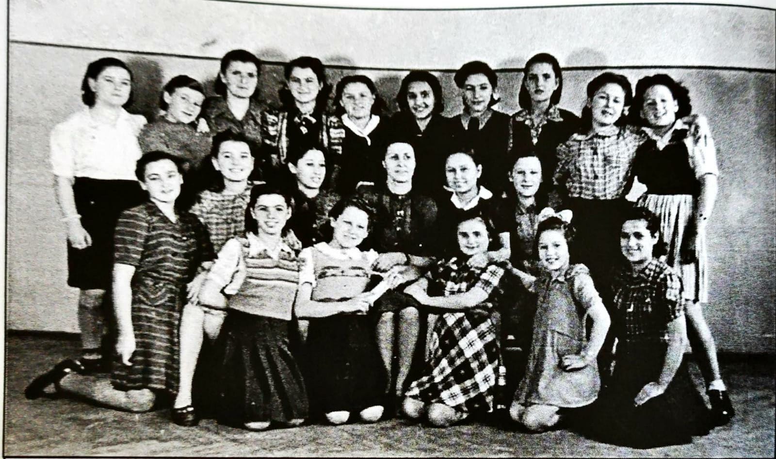 A group of Transnistrian orphans (December 1944). The orphans were moved from the ghettos and camps to Iași and from there to Bucharest (Romania). Unfortunately, this group was transferred by the Russians to Odessa where the conditions were extremely difficult. Part of this group managed to escape to Chernivtsi and from there to Bucharest.