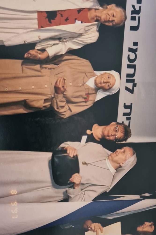 This photo was taken at a conference at the Ghetto Fighters' Museum in Israel, in 1997, held in honor of nuns who rescued Jewish children during the Holocaust.